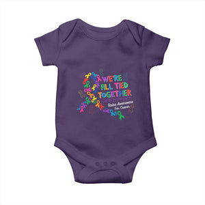 All Cancer Awareness Baby Onesie We're All Tied Together Raise Awareness For Cancer Ribbons TS11 Purple Print Your Wear