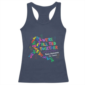 All Cancer Awareness Racerback Tank Top We're All Tied Together Raise Awareness For Cancer Ribbons TS11 Navy Print Your Wear