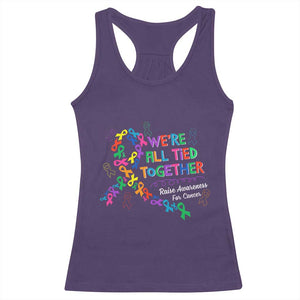 All Cancer Awareness Racerback Tank Top We're All Tied Together Raise Awareness For Cancer Ribbons TS11 Purple Print Your Wear