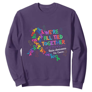 All Cancer Awareness Sweatshirt We're All Tied Together Raise Awareness For Cancer Ribbons TS11 Purple Print Your Wear
