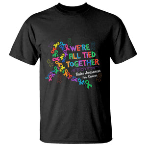 All Cancer Awareness T Shirt We're All Tied Together Raise Awareness For Cancer Ribbons TS11 Black Print Your Wear