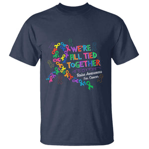 All Cancer Awareness T Shirt We're All Tied Together Raise Awareness For Cancer Ribbons TS11 Navy Print Your Wear