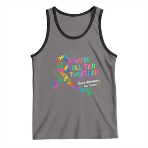 All Cancer Awareness Tank Top We're All Tied Together Raise Awareness For Cancer Ribbons TS11 Deep Heather Black Print Your Wear