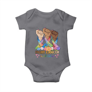 Funny All Cancer Awareness Baby Onesie Fight Cancer In All Colors Colorful Ribbon TS11 Charcoal Print Your Wear