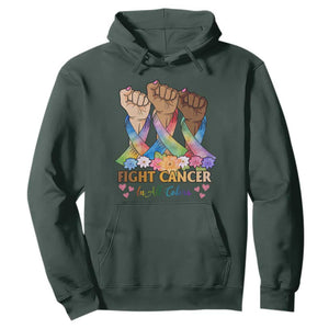 Funny All Cancer Awareness Hoodie Fight Cancer In All Colors Colorful Ribbon TS11 Dark Forest Green Print Your Wear