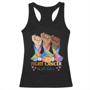 Funny All Cancer Awareness Racerback Tank Top Fight Cancer In All Colors Colorful Ribbon TS11 Black Print Your Wear