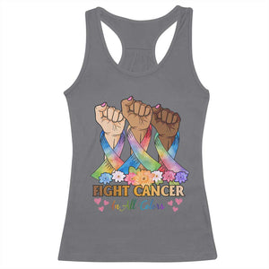 Funny All Cancer Awareness Racerback Tank Top Fight Cancer In All Colors Colorful Ribbon TS11 Charcoal Print Your Wear