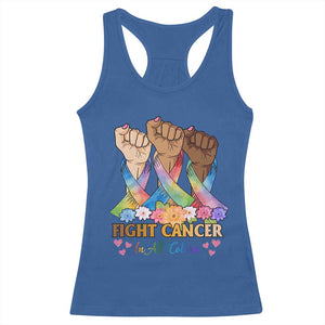 Funny All Cancer Awareness Racerback Tank Top Fight Cancer In All Colors Colorful Ribbon TS11 Royal Blue Print Your Wear