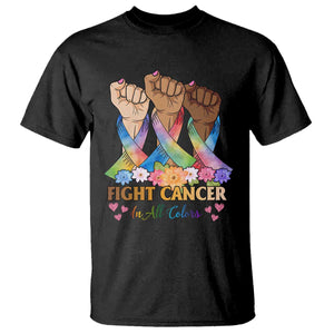 Funny All Cancer Awareness T Shirt Fight Cancer In All Colors Colorful Ribbon TS11 Black Print Your Wear