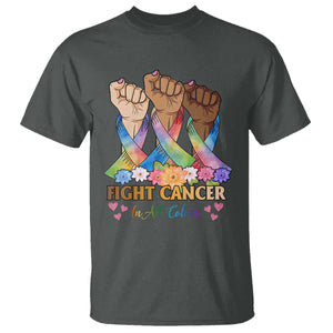 Funny All Cancer Awareness T Shirt Fight Cancer In All Colors Colorful Ribbon TS11 Dark Heather Print Your Wear