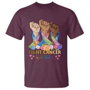 Funny All Cancer Awareness T Shirt Fight Cancer In All Colors Colorful Ribbon TS11 Maroon Print Your Wear