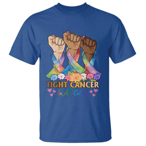 Funny All Cancer Awareness T Shirt Fight Cancer In All Colors Colorful Ribbon TS11 Royal Blue Print Your Wear