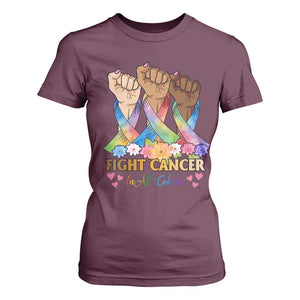 Funny All Cancer Awareness T Shirt For Women Fight Cancer In All Colors Colorful Ribbon TS11 Maroon Print Your Wear