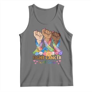 Funny All Cancer Awareness Tank Top Fight Cancer In All Colors Colorful Ribbon TS11 Black Heather Print Your Wear