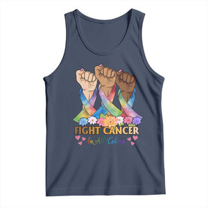 Funny All Cancer Awareness Tank Top Fight Cancer In All Colors Colorful Ribbon TS11 Navy Print Your Wear