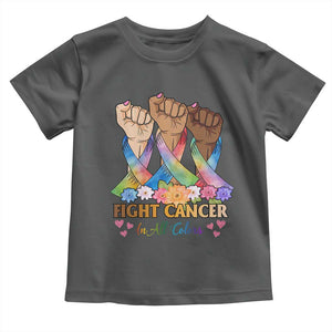 Funny All Cancer Awareness Toddler T Shirt Fight Cancer In All Colors Colorful Ribbon TS11 Dark Heather Print Your Wear