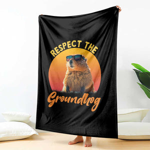 Funny Groundhog Day Throw Blanket Respect The Groundhog Woodchuck TS11 Print Your Wear