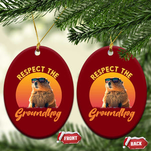 Funny Groundhog Day Ceramic Ornament Respect The Groundhog Woodchuck TS11 Print Your Wear