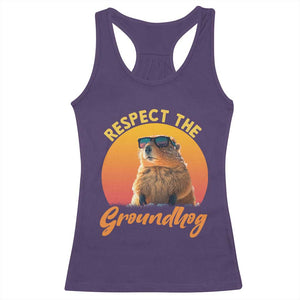 Funny Groundhog Day Racerback Tank Top Respect The Groundhog Woodchuck TS11 Purple Print Your Wear