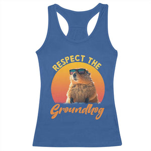 Funny Groundhog Day Racerback Tank Top Respect The Groundhog Woodchuck TS11 Royal Blue Print Your Wear