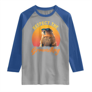 Funny Groundhog Day Raglan Shirt Respect The Groundhog Woodchuck TS11 Sport Gray Royal Print Your Wear