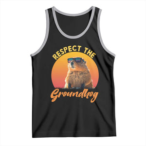Funny Groundhog Day Tank Top Respect The Groundhog Woodchuck TS11 Black Athletic Heather Print Your Wear
