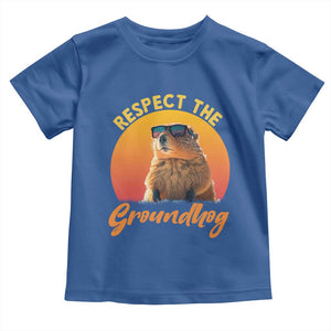 Funny Groundhog Day Toddler T Shirt Respect The Groundhog Woodchuck TS11 Royal Blue Print Your Wear