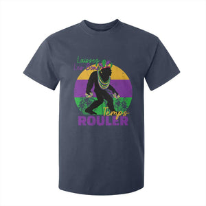 Funny Bigfoot Mardi Gras T Shirt For Kid Laissez Les Bons Temps Rouler Bald Cypress TS11 Navy Print Your Wear