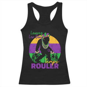 Funny Bigfoot Mardi Gras Racerback Tank Top Laissez Les Bons Temps Rouler Bald Cypress TS11 Black Print Your Wear