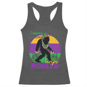 Funny Bigfoot Mardi Gras Racerback Tank Top Laissez Les Bons Temps Rouler Bald Cypress TS11 Dark Heather Print Your Wear