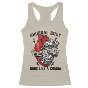 Funny Heart Surgery Racerback Tank Top Original Body Rebuilt Engine Runs Like A Charm Mechanical Heart TS11 Sand Print Your Wear