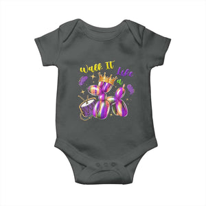 Funny Mardi Gras Baby Onesie Walk It Like A Dog Balloon New Orleans TS11 Dark Heather Print Your Wear