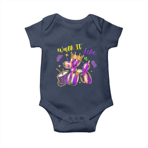 Funny Mardi Gras Baby Onesie Walk It Like A Dog Balloon New Orleans TS11 Navy Print Your Wear