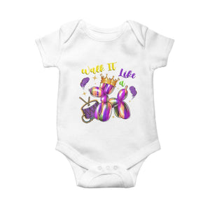 Funny Mardi Gras Baby Onesie Walk It Like A Dog Balloon New Orleans TS11 White Print Your Wear