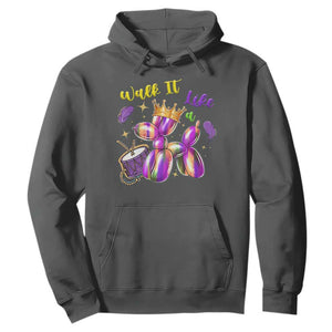 Funny Mardi Gras Hoodie Walk It Like A Dog Balloon New Orleans TS11 Dark Heather Print Your Wear