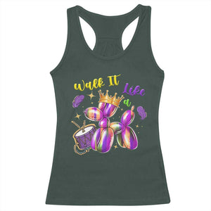 Funny Mardi Gras Racerback Tank Top Walk It Like A Dog Balloon New Orleans TS11 Dark Forest Green Print Your Wear