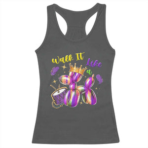 Funny Mardi Gras Racerback Tank Top Walk It Like A Dog Balloon New Orleans TS11 Dark Heather Print Your Wear