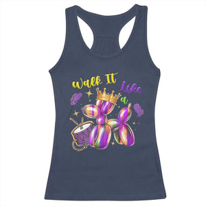 Funny Mardi Gras Racerback Tank Top Walk It Like A Dog Balloon New Orleans TS11 Navy Print Your Wear