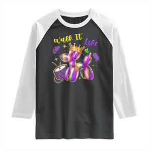 Funny Mardi Gras Raglan Shirt Walk It Like A Dog Balloon New Orleans TS11 Black White Print Your Wear