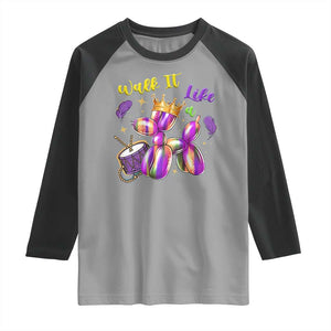 Funny Mardi Gras Raglan Shirt Walk It Like A Dog Balloon New Orleans TS11 Sport Gray Black Print Your Wear