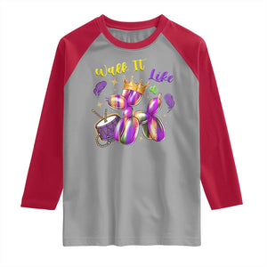 Funny Mardi Gras Raglan Shirt Walk It Like A Dog Balloon New Orleans TS11 Sport Gray Red Print Your Wear
