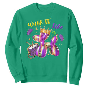 Funny Mardi Gras Sweatshirt Walk It Like A Dog Balloon New Orleans TS11 Irish Green Print Your Wear