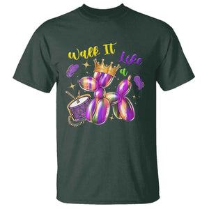 Funny Mardi Gras T Shirt Walk It Like A Dog Balloon New Orleans TS11 Dark Forest Green Print Your Wear