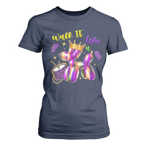 Funny Mardi Gras T Shirt For Women Walk It Like A Dog Balloon New Orleans TS11 Navy Print Your Wear