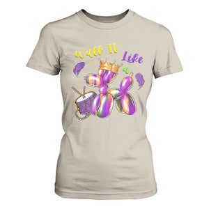 Funny Mardi Gras T Shirt For Women Walk It Like A Dog Balloon New Orleans TS11 Sand Print Your Wear