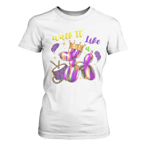 Funny Mardi Gras T Shirt For Women Walk It Like A Dog Balloon New Orleans TS11 White Print Your Wear