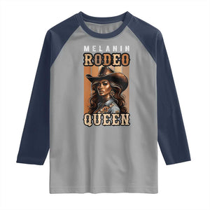 Melanin Rodeo Queen Raglan Shirt African American Melanin Black Cowgirl TS11 Sport Gray Navy Print Your Wear