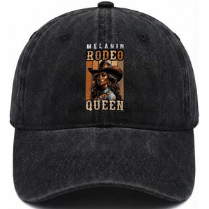 Melanin Rodeo Queen Washed Cotton Baseball Cap African American Melanin Black Cowgirl