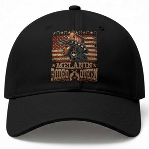 Melanin Rodeo Queen Baseball Cap Black Cowgirl Vintage American Flag