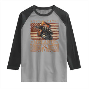 Melanin Rodeo Queen Raglan Shirt Black Cowgirl Vintage American Flag TS11 Sport Gray Black Print Your Wear